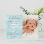 ブルーバイブル聖句クロス男の赤ちゃん写真誕生 案内状 (スタンド正面)