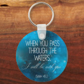 ブルーバイブル聖句ラウンドブルーキーチェーン キーホルダー (正面)