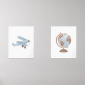 ブルーバイプレーンアンドグローブトラベル子供部屋デコール (正面)