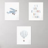 ブルーバイプレーンホットエアバルーントラベル子供部屋デコール (正面)