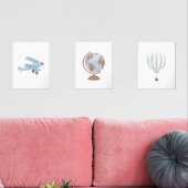 ブルーバイプレーンホットエアバルーントラベル子供部屋デコール (リビング)