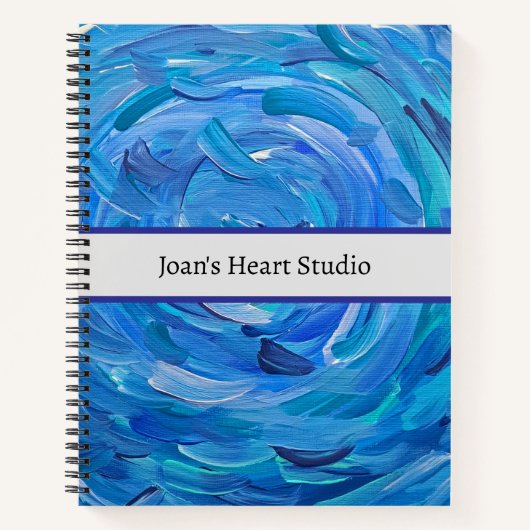 ブルーバイ抽象芸術パーソナライズされたノート ノートブック (正面)