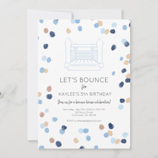 ブルーバウンスハウスパーティー招待状 招待状 (正面)