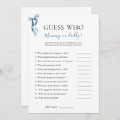 ブルーバウ推測誰が赤ちゃんシャワーゲームカード 招待状 (正面/裏面)