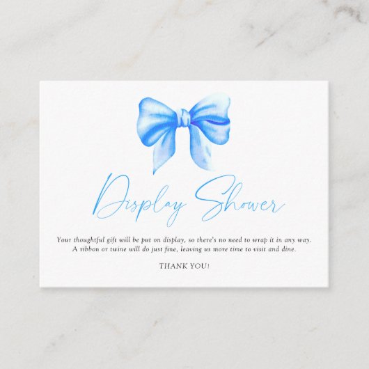 ブルーバウ赤ちゃんシャワー表示シャワー エンクロージャーカード (正面)