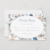 ブルーバエレガントフランスのードフローラ親切にChinoiserie 出欠カード (正面)