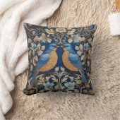 ブルーバエレガントリズウィリアムモリスインスパイア クッション (ブランケット)