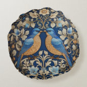ブルーバエレガントリズウィリアムモリスインスパイア ラウンドクッション (裏面)