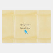 ブルーバカスタムードタネーガー水彩リネンヴィンテージ ラッピングペーパーシート (正面3)