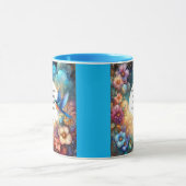 ブルーバカラフルードフラワーローマ聖書KJV マグカップ (中央)