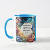 ブルーバカラフルードフラワーローマ聖書KJV マグカップ (左)