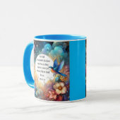 ブルーバカラフルードフラワーローマ聖書KJV マグカップ (正面左)