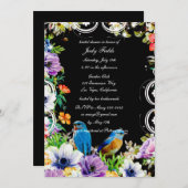 ブルーバカラフルードボタニカルフローラブライダルシャワー 招待状 (正面/裏面)