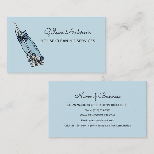 ブルーバクガーリーキュームクリーナーハウス清掃サービス 名刺 (正面/裏面)