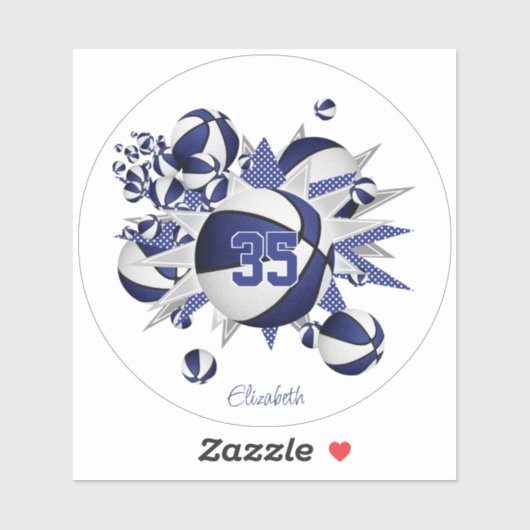 ブルーバスケットが女の子のジャージナンバーを星にする シール (シート)