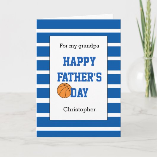 ブルーバスケットボールの父の日のおじいちゃん カード (正面)