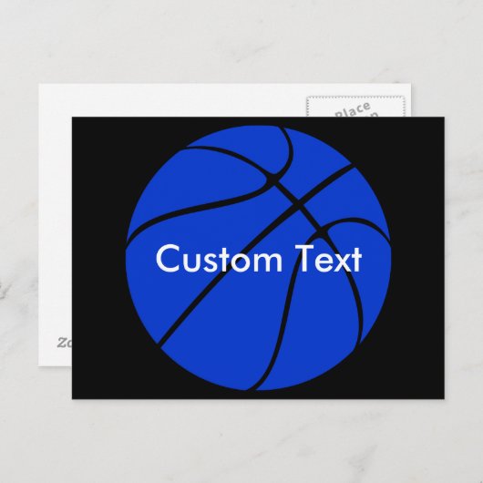ブルーバスケットボールカスタムチーム名または文字スポーツ ポストカード (正面/裏面)