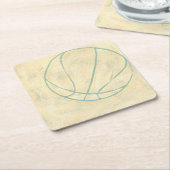 ブルーバスケットボールバイチャリラザリス スクエアペーパーコースター (アングル)