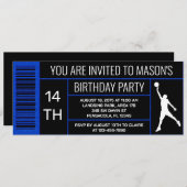 ブルーバスケットボールバースデーパーティーシューボックスラベル 招待状 (正面/裏面)