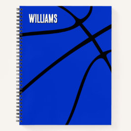 ブルーバスケットボールプレイヤー名または文字カスタムスポーツ ノートブック