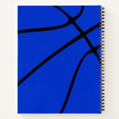 ブルーバスケットボールプレイヤー名または文字カスタムスポーツ ノートブック (裏面)