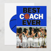 ブルーバスケットボー最高のルコーチエバーカスタムフォト サンキューカード (正面/裏面)