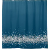 ブルーバスタオオルセットに染み出る銀色のキラキラしたグラーム シャワーカーテン (正面)