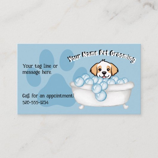 ブルーバスタブ泡ドッグトリマーサービス 名刺 (正面)