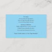 ブルーバスドライバイエロースクールバスビジネスカード 名刺 (裏面)