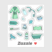 ブルーバスルームと美しいかわいい シール (シート)