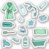 ブルーバスルームと美しいかわいい シール (正面)