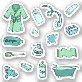ブルーバスルームと美しいかわいい シール