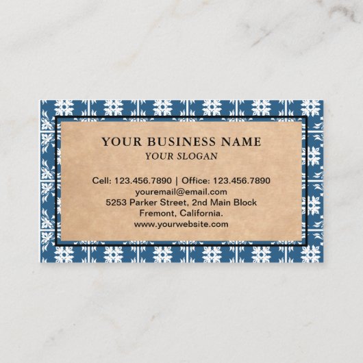 ブルーバスルームのキッチンフローリングタイルのインストーラー 名刺 (裏面)