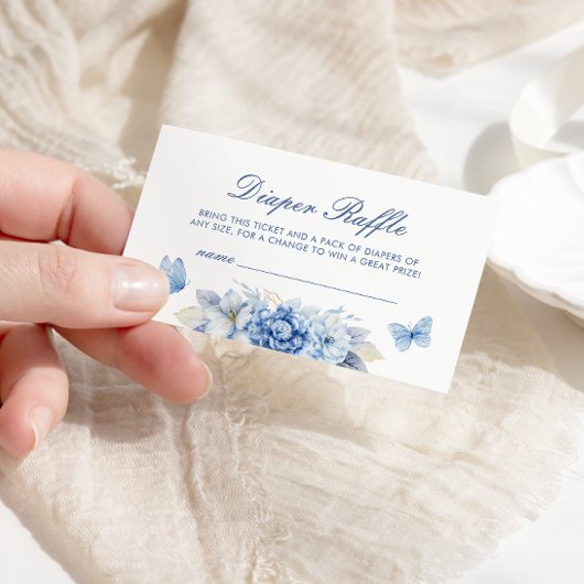 ブルーバタフライおむつラッフルボーイベビーシャワー エンクロージャーカード