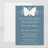 ブルーバタフライが渦を巻く結婚式の招待 招待状 (正面/裏面)