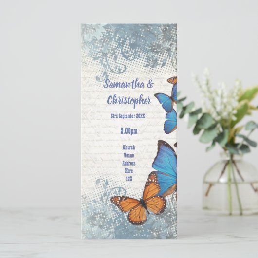 ブルーバタフライとレース教会の結婚式プログラム プログラム (スタンド正面)