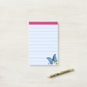 ブルーバタフライと金ゴールド紙吹雪ドット ポストイット (デスク上)