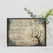 ブルーバタフライアンドツリーヴィンテージウェディング招待状 招待状 (スタンド正面)