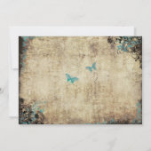 ブルーバタフライアンドツリーヴィンテージウェディング招待状 招待状 (裏面)