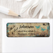 ブルーバタフライアンドツリーヴィンテージ住所 シール (インサイチュ)