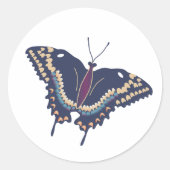 ブルーバタフライイラストレーション ラウンドシール (正面)