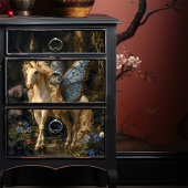 ブルーバタフライウィングユニコーンのデコパージュ 薄葉紙