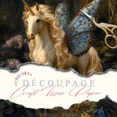 ブルーバタフライウィングユニコーンのデコパージュ 薄葉紙