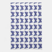 ブルーバタフライウォーターカラーティータオル キッチンタオル (縦)