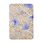 ブルーバタフライエテモダンリアール金ゴールドアニマルプリント バスマット (正面縦)