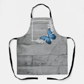 ブルーバタフライエプ素朴ロパーソナライズされたン エプロン (正面)