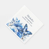 ブルーバタフライエレガントフラワーズ100誕生日 スタンダードランチョンナプキン (角)