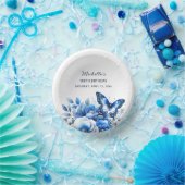 ブルーバタフライエレガントフラワーズ100誕生日 ペーパーボウル (パーティー)