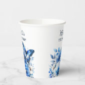 ブルーバタフライエレガントフラワーズ100誕生日 紙コップ (左)