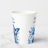 ブルーバタフライエレガントフラワーズ100誕生日 紙コップ (右)